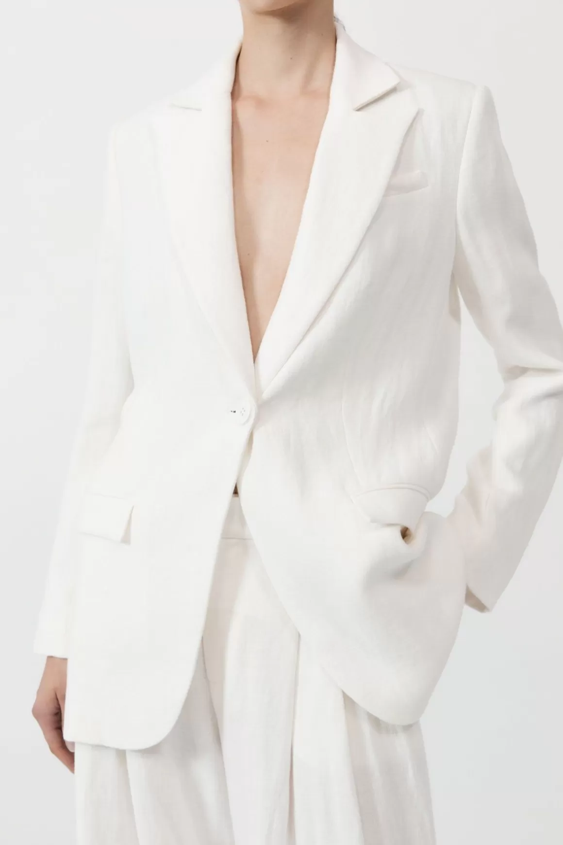 St. Agni Tailored Linen Blazer - Ivory