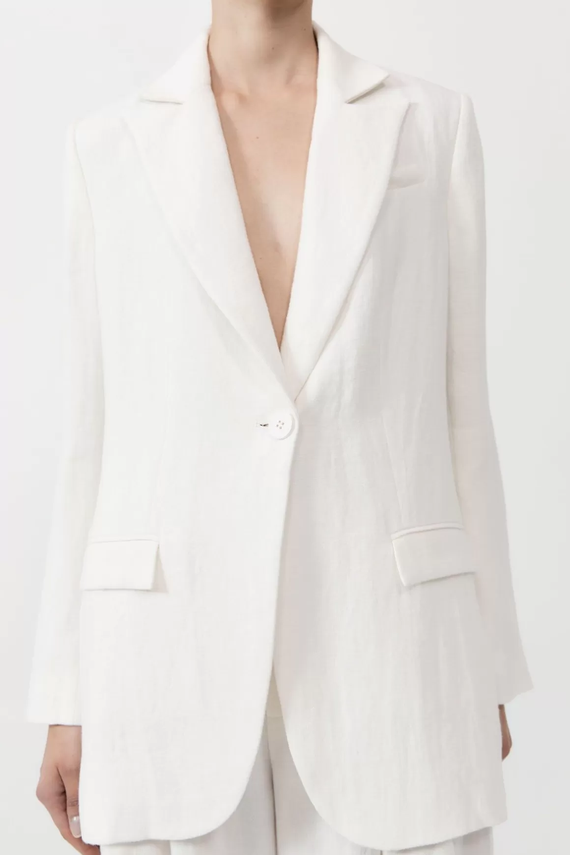 St. Agni Tailored Linen Blazer - Ivory