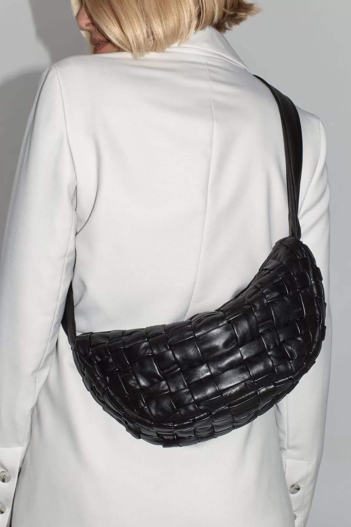 St. Agni Textured Crescent Bag - Black