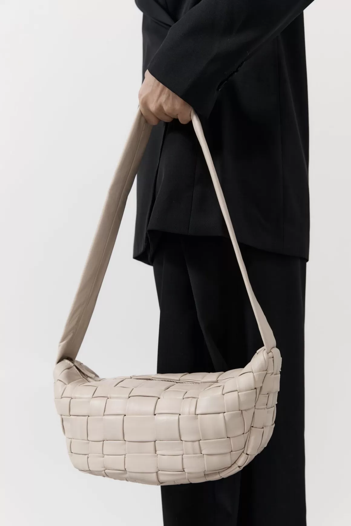 St. Agni Textured Crescent Bag - Ecru