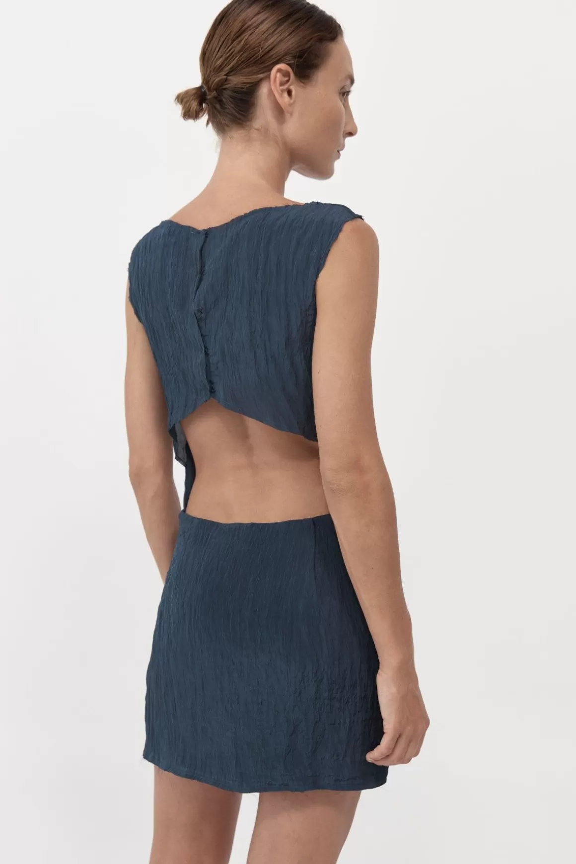 St. Agni Textured Open Back Mini Dress - Ink