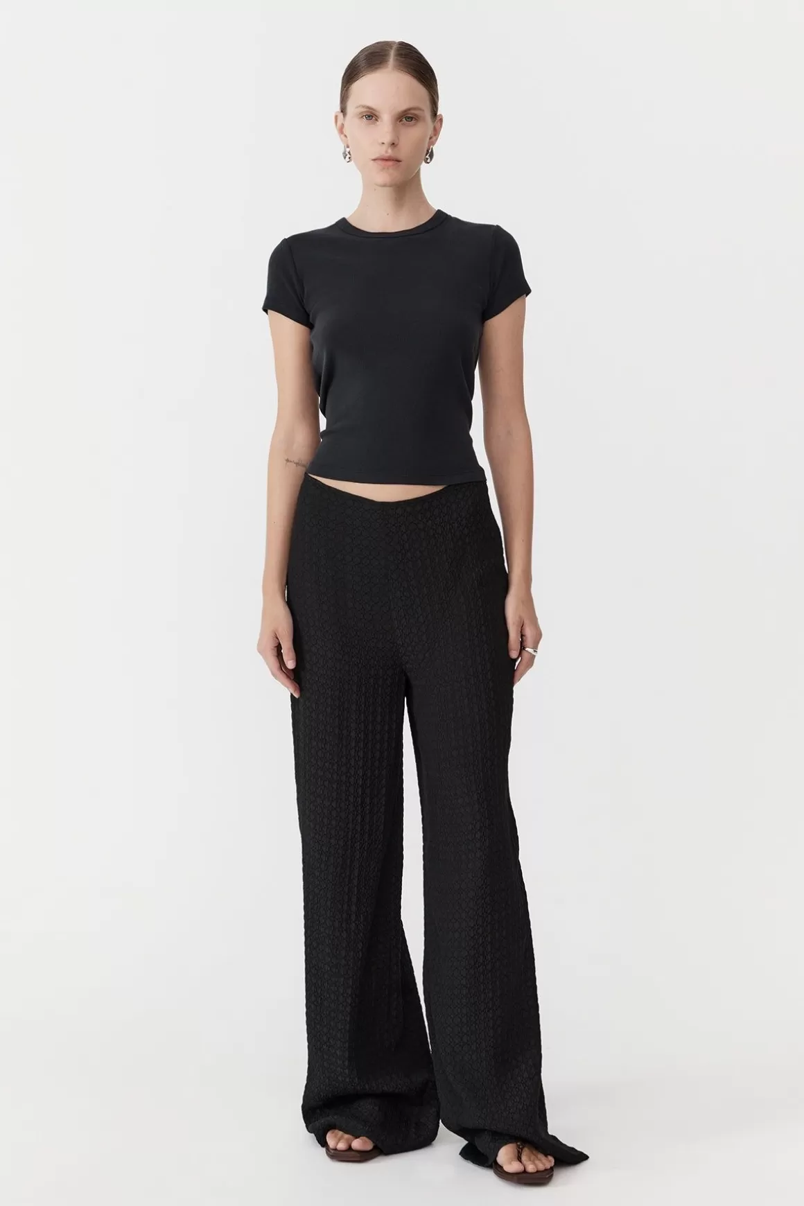 St. Agni Textured Silk Pants - Black