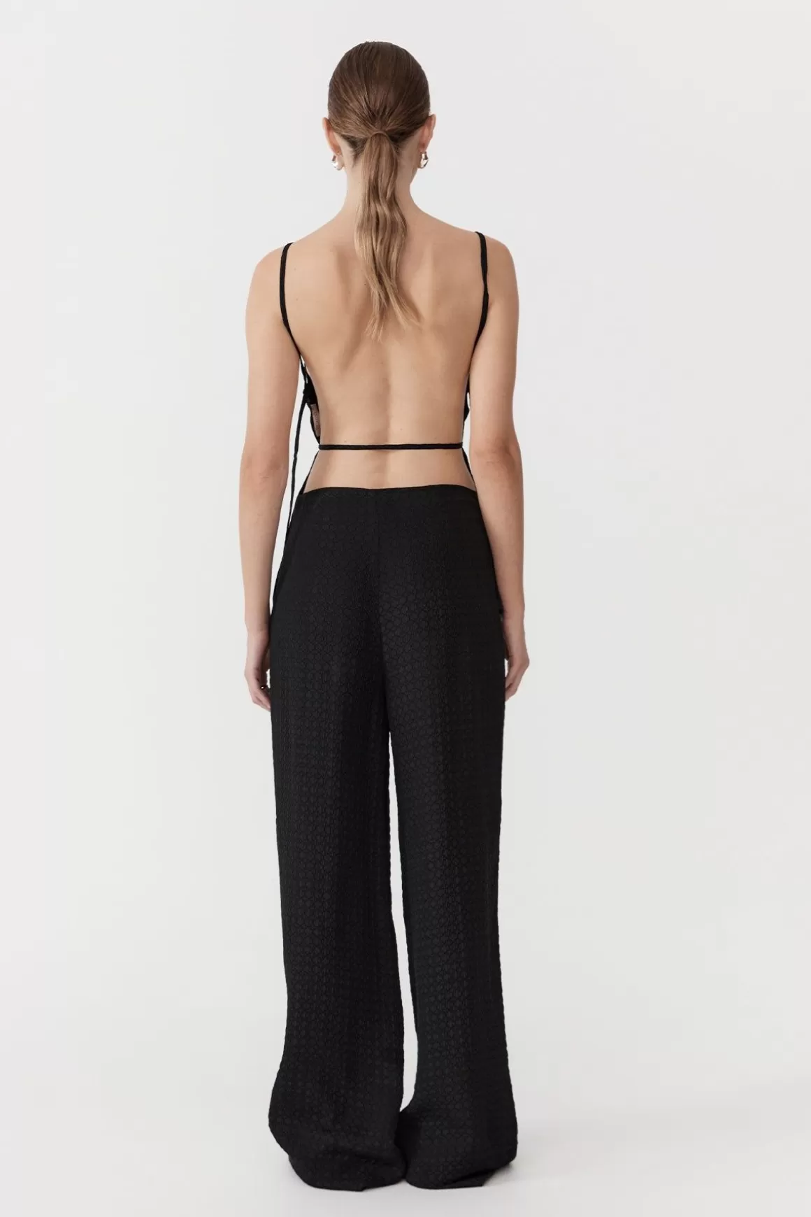 St. Agni Textured Silk Pants - Black