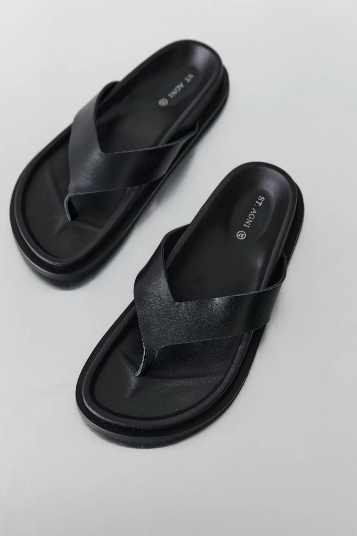 St. Agni Thong Slide - Black