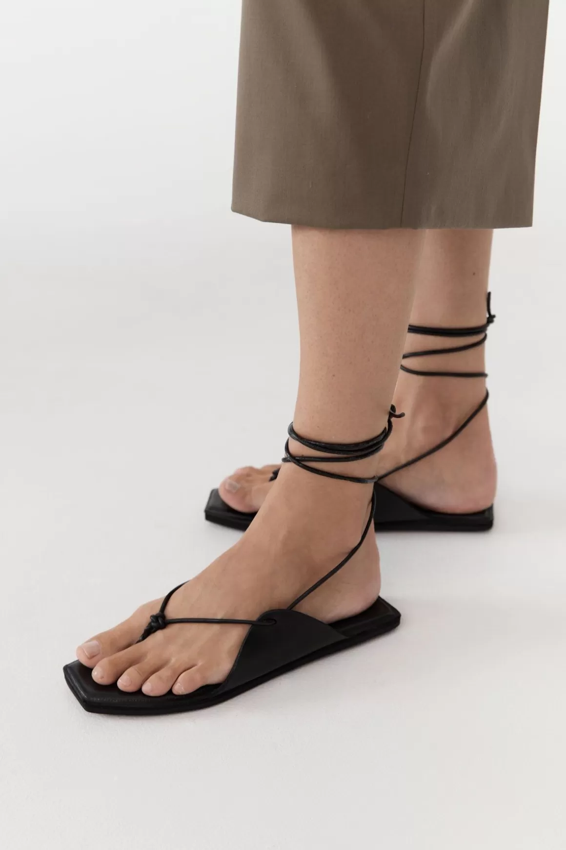 St. Agni Tie Up Sandal - Black