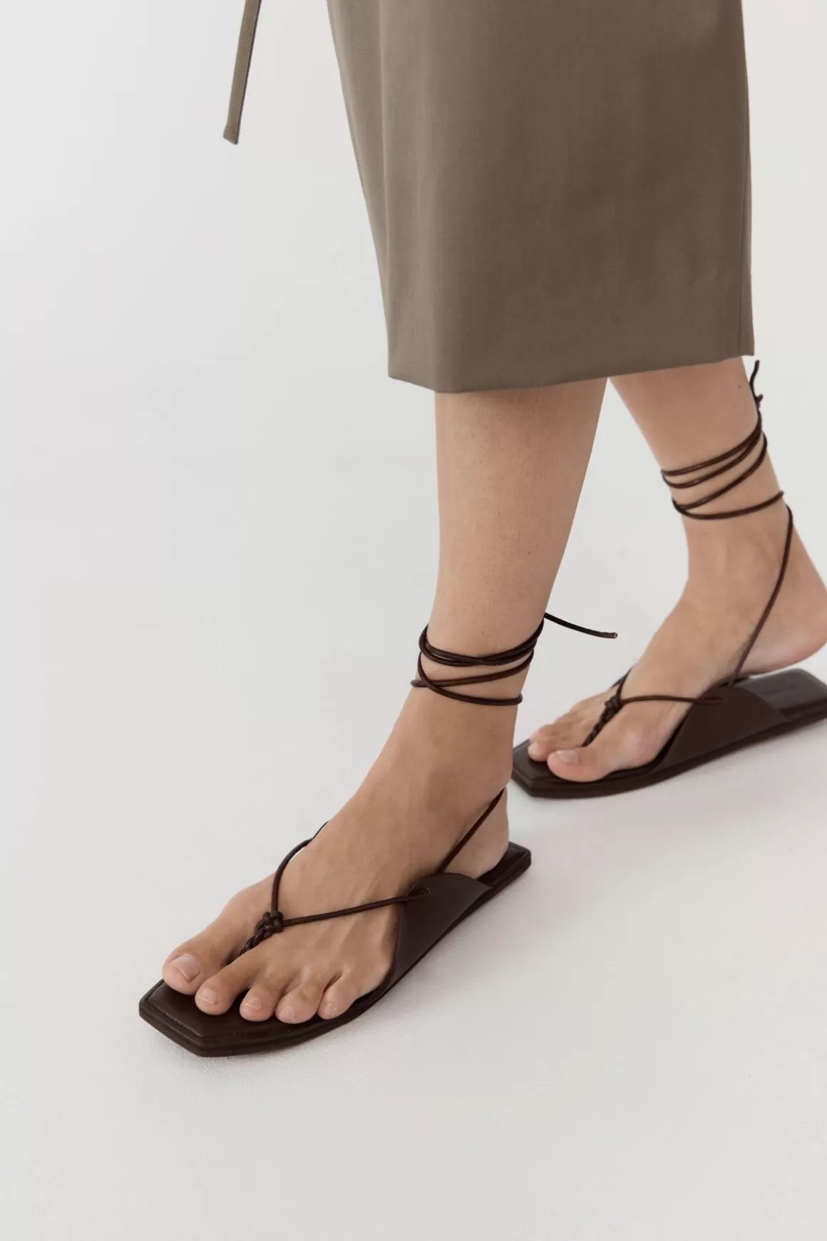 St. Agni Tie Up Sandal - Chocolate