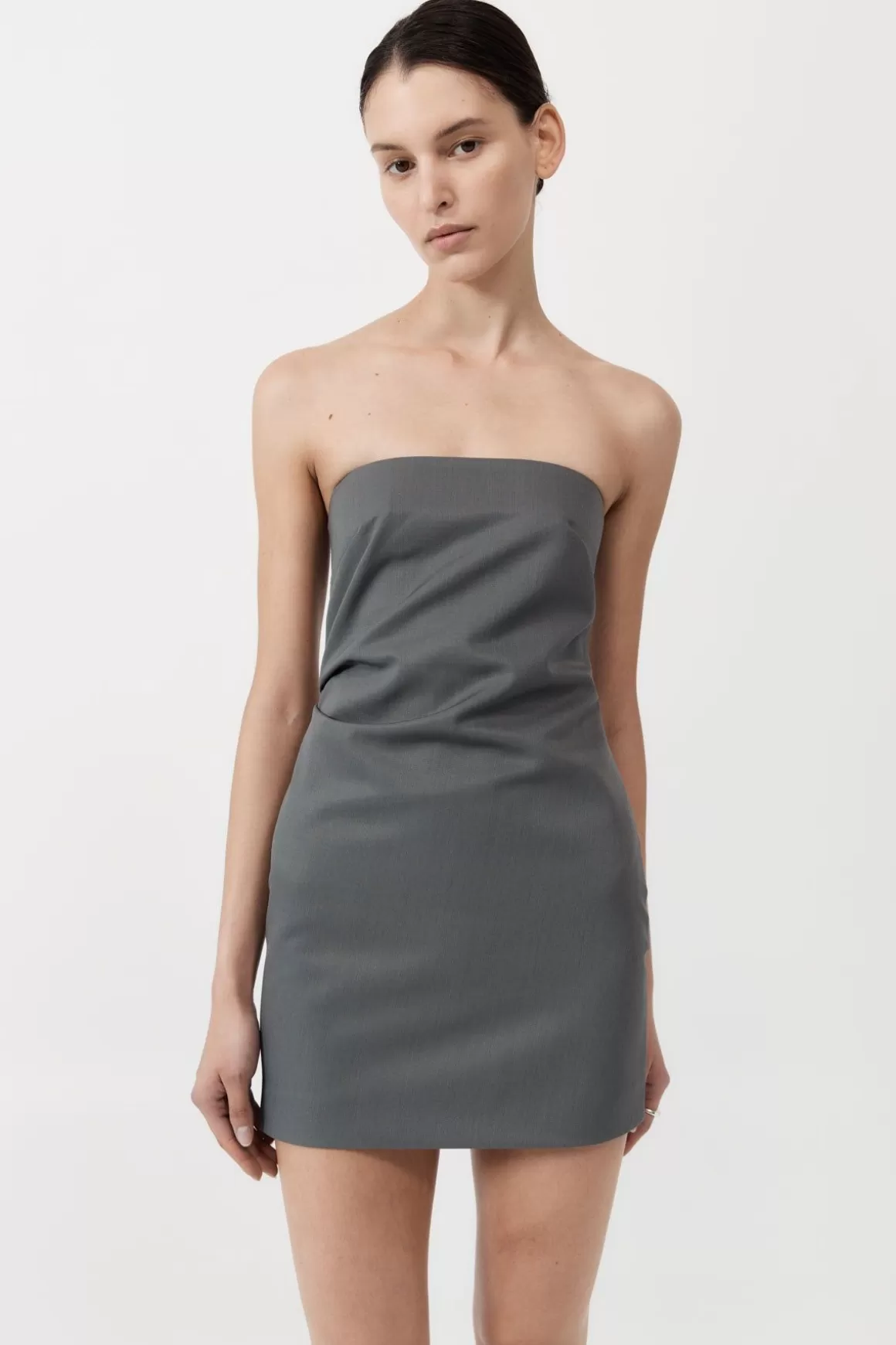 St. Agni Tuck Mini Dress - Pewter Grey