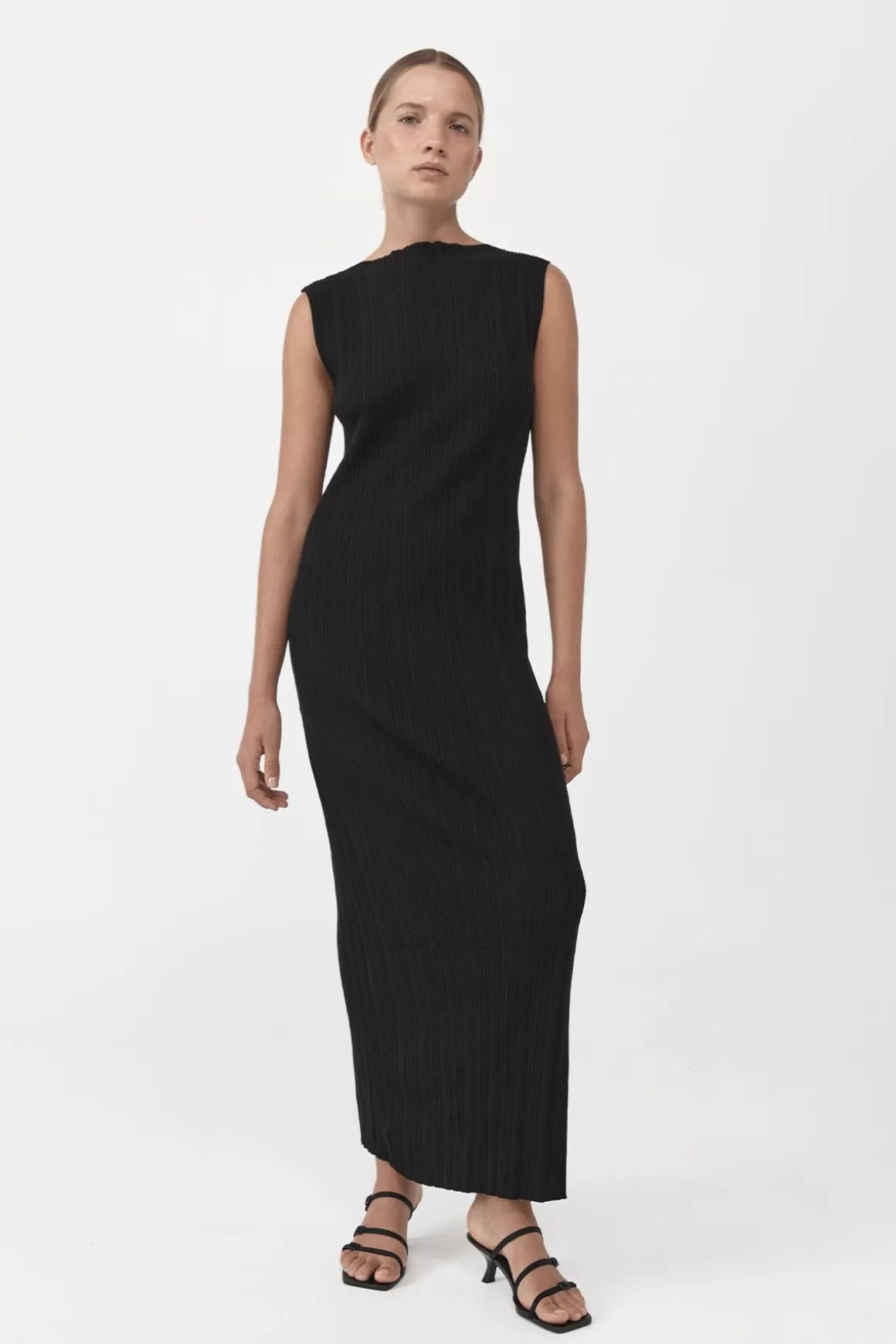 St. Agni Vas Pleat Knit Dress - Black