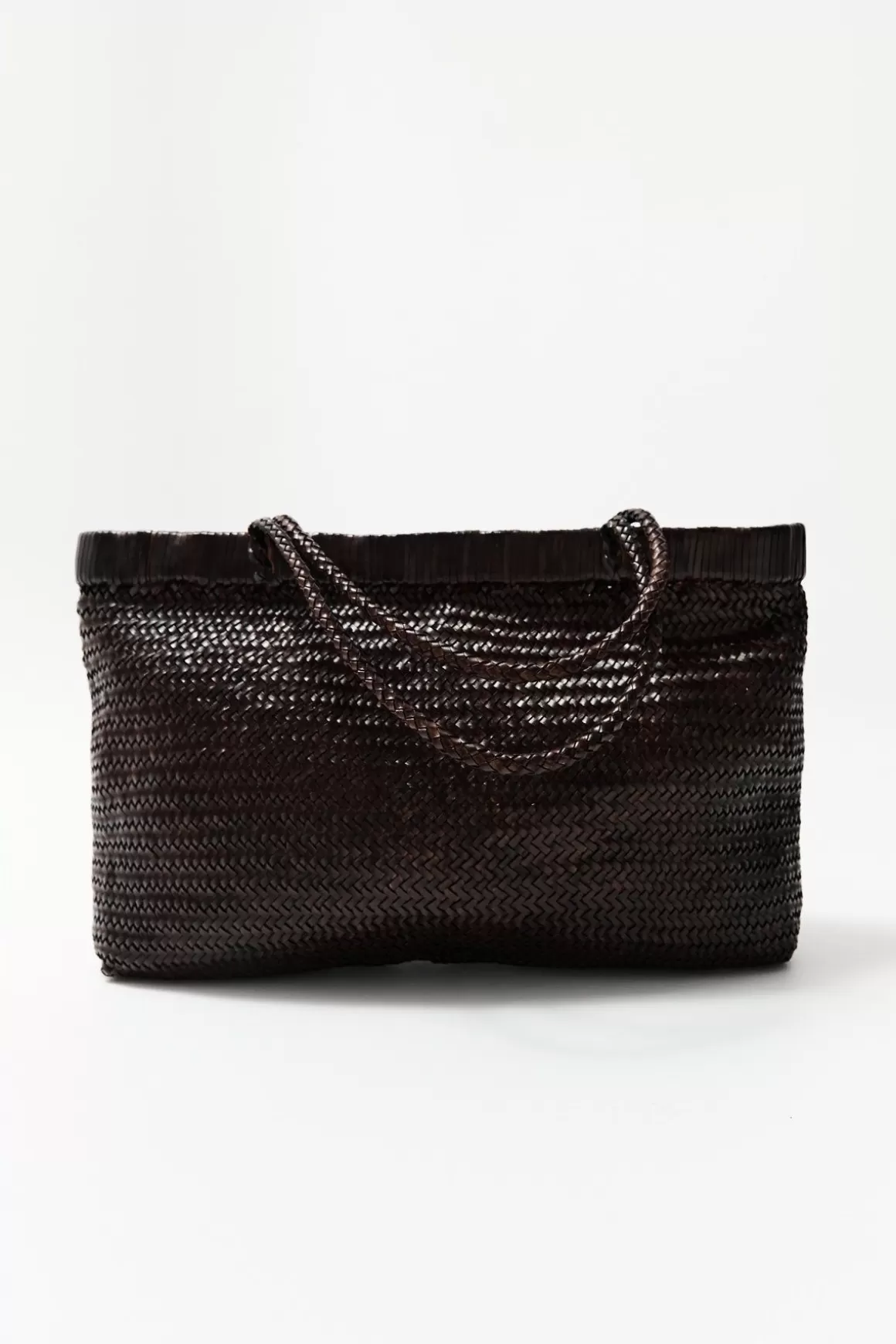 St. Agni Wide Bagu Woven Tote - Chocolate