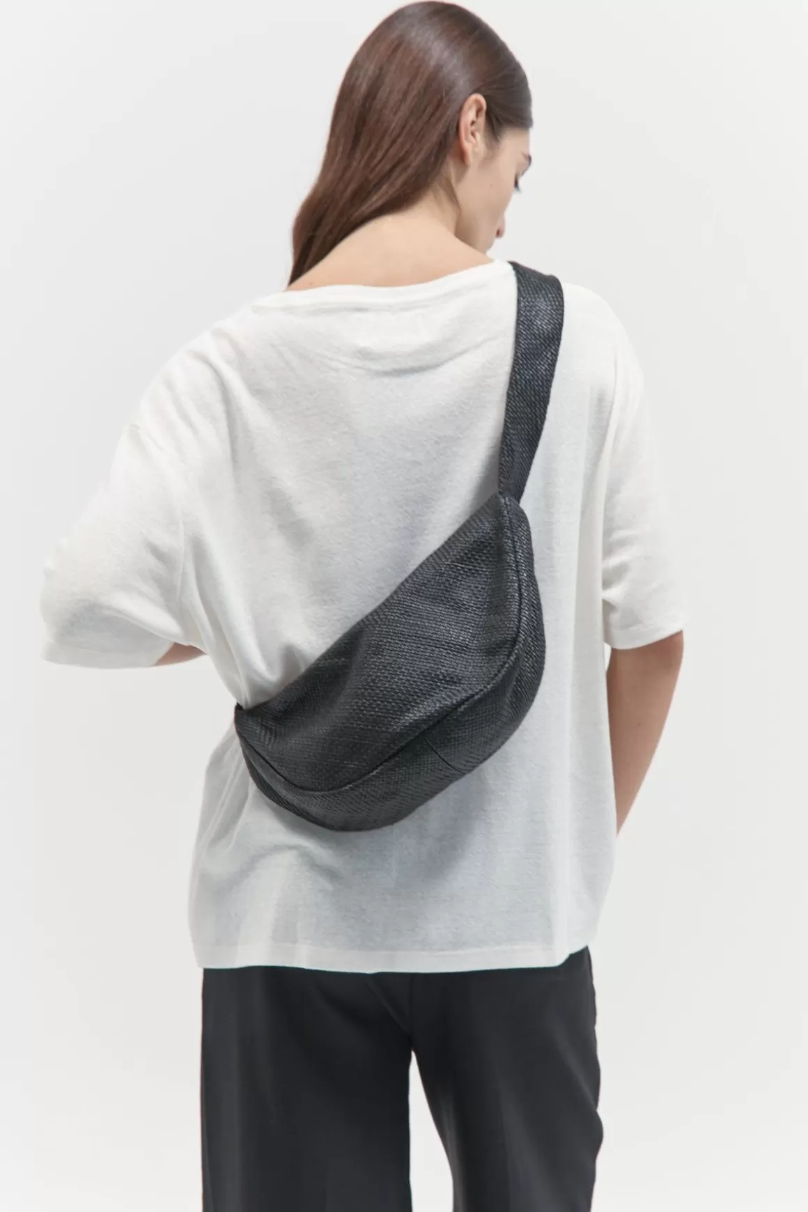 St. Agni Woven Crescent Bag - Black