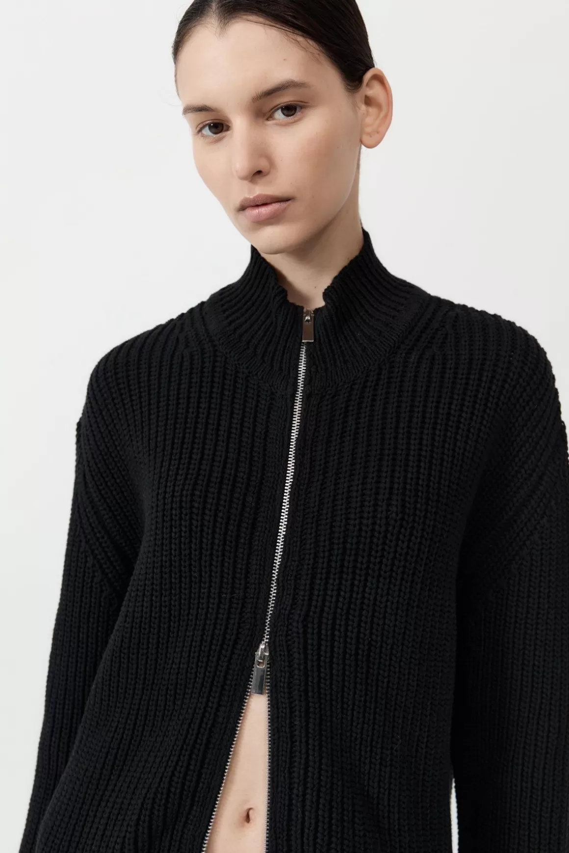 St. Agni Zip Detail Cardigan - Black